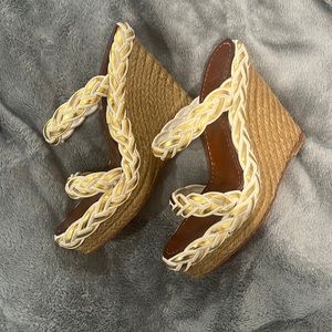 Christian Louboutin Braided Leather and Suede Espadrille Wedge Sandals